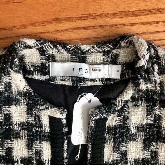 Iro Pelipa Blazer Houndstooth Tweed Open Black White Jacket Women’s Size 2 (32) - Picture 4 of 13